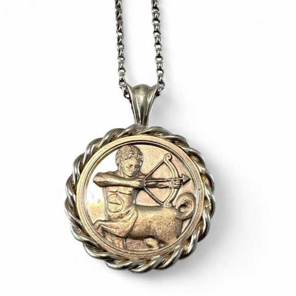 Vintage Sterling Silver Highland Sagittarius Zodiac Coin Necklace Limited Ed - Picture 7 of 7